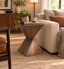Solid Wood Talia Twisted Hourglass Design Side Table,Walnut Finish - Aspect Furniture Store