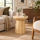 Round Solid Oak Romily Accent Side Table,Natural Oak - Aspect Furniture Store