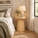 Round Solid Oak Romily Accent Side Table,Natural Oak - Aspect Furniture Store