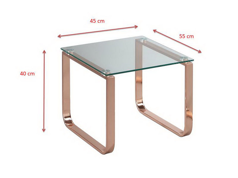 Sloane Rectangular Side Table , Clear/Copper