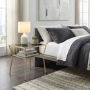 Fusion Glass Side End Table (50 x 50 x 50cm, Brass/Black) - Aspect Furniture Store