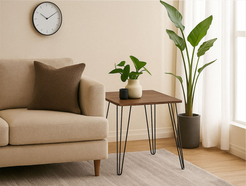 Eros Vintage Style Side Table With Hairpin Legs