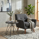 Ines Side/End Table-Marble Glass Top,Black Metal Base