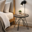 Ines Side/End Table-Marble Glass Top,Black Metal Base - Aspect Furniture Store