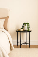 Alario Mirror Top Round Side/End Table/Lamp Table-Black