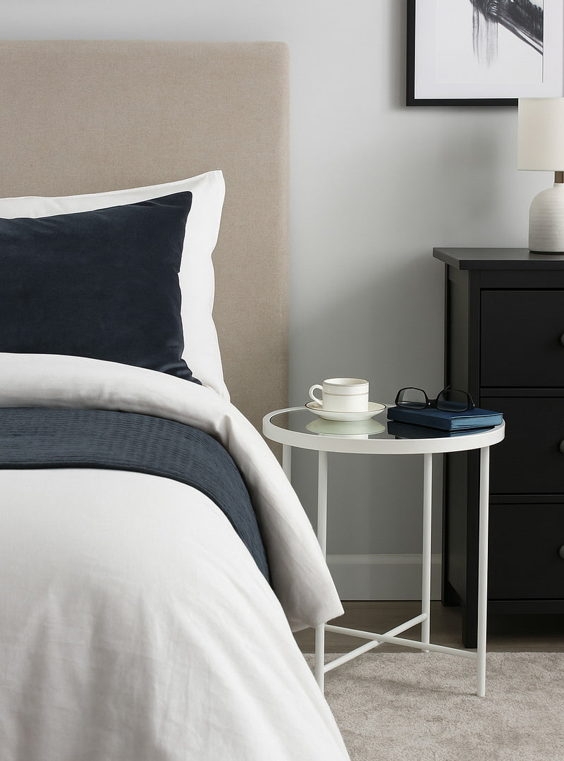 Alario Mirror Top Round Side/End Table/Lamp Table-White