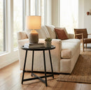 Louisa Round Side Table-Oak Veneer in Black Finish