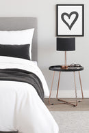 Sasha Tray Style Top Round Side Table , Black/Copper