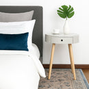 Mona Round Bedside/End/Lamp Table With One Drawer (Grey, 45 dia x 57.5 (H) cm)