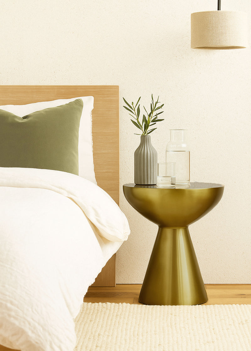 Luna Hand-Crafted Light Brass Side Table