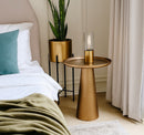Klara Round Metal Side Table, Antique Brass