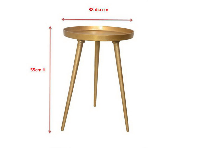 Maxine Tripods Metal Side Table, Gold