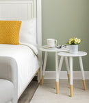 Dina Set of 2 Round Nesting Tables, Side Tables, Occasional Tables,White
