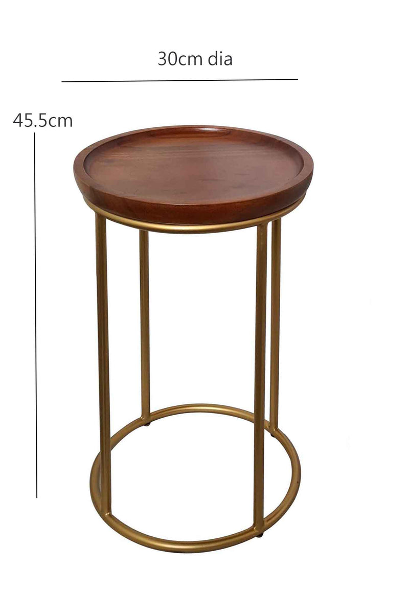 Delphyne Round Side/Lamp Tables, Wooden Tops-Small(30dia x 45.5cm)