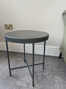 Fino Glass Round Side/End Table/Lamp Table (42.5 dia x 46cm, Anthracite/Grey Mirror)