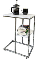 Bellini C Shaped Table With Shelf-White