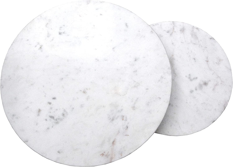 Hiba Marble Nest of Tables in White with Black Metal Bases (7803663155412)