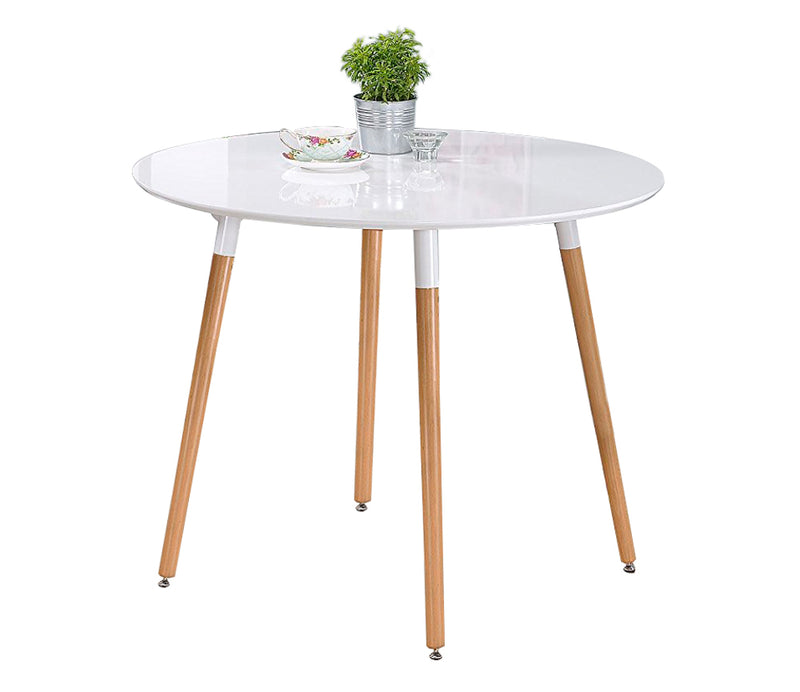 Morton Round Dining Table, Beech Wood Legs, White Top(Table Only) (6538218799267)