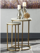 Hiba Marble Nest of Tables in White with Gold Metal Bases (6719493636259)