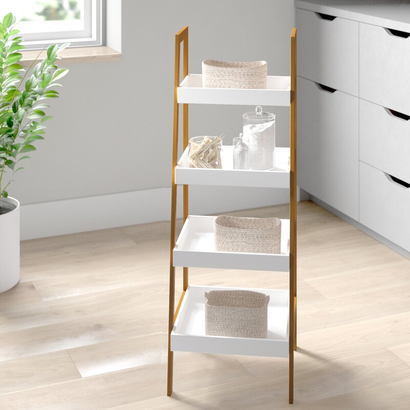 Kassi 4-Tier Bamboo Ladder Box Shelving Unit (7344889364643)