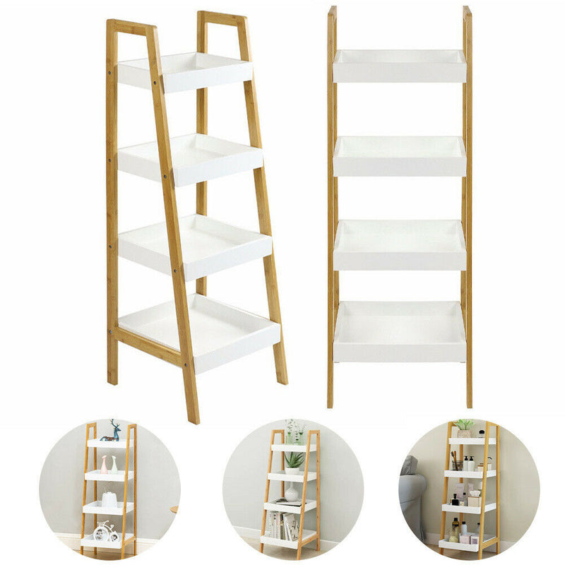 Kassi 4-Tier Bamboo Ladder Box Shelving Unit (7344889364643)