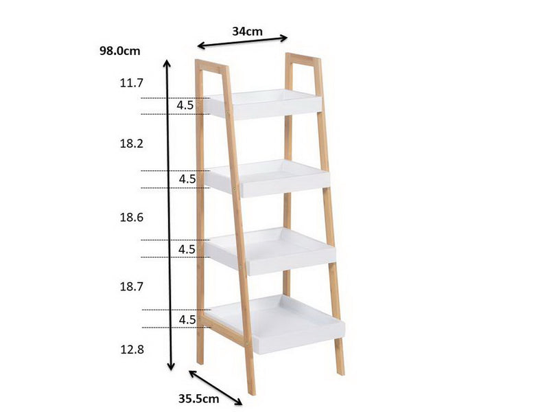 Kassi 4-Tier Bamboo Ladder Box Shelving Unit (7344889364643)