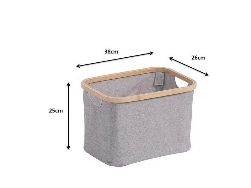 Set Of 2 Bamboo Rim Storage Baskets, Natural/Grey (7344927375523)