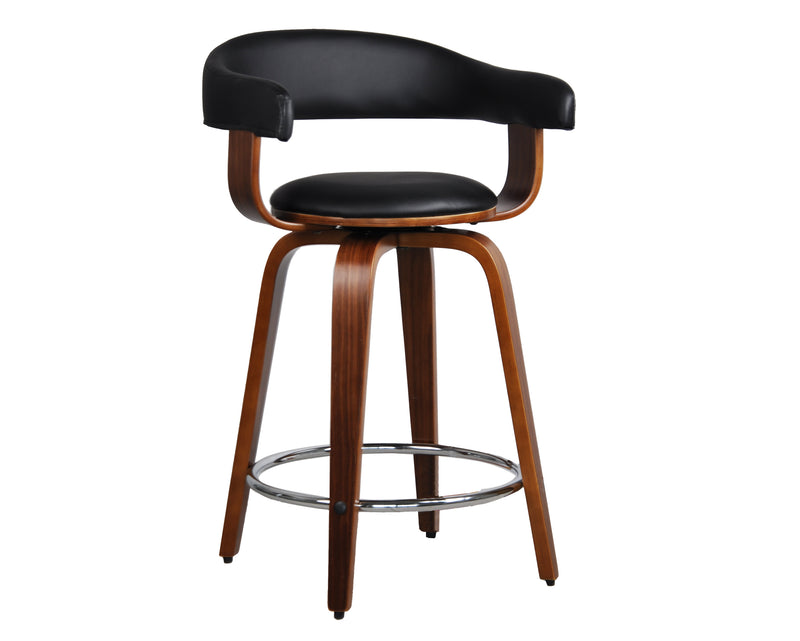 Crown Swivel Kitchen Stool/Dining/Bar Stool,Black Faux Leather Seat