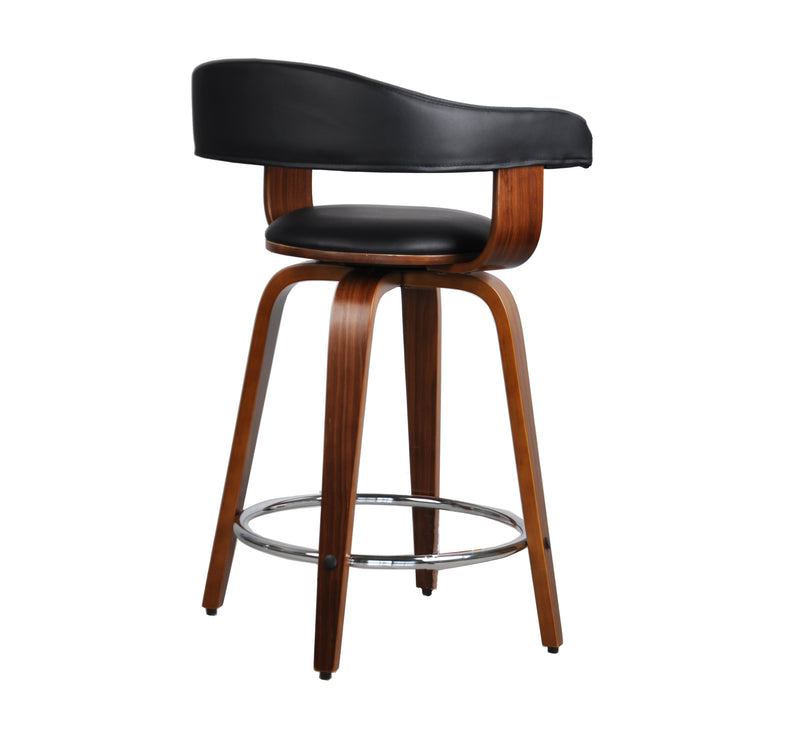 Crown Swivel Kitchen Stool/Dining/Bar Stool,Black Faux Leather Seat (6024396931235)