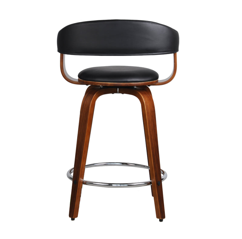 Crown Swivel Kitchen Stool/Dining/Bar Stool,Black Faux Leather Seat