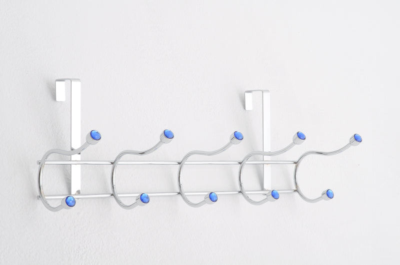 ASPECT Over Door Hook / Coat Hat Hanger-Chrome Frame 10 Hot Blue Acrylic Hooks (6024393785507)