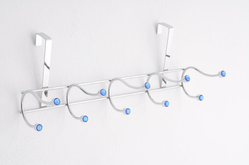 ASPECT Over Door Hook / Coat Hat Hanger-Chrome Frame 10 Hot Blue Acrylic Hooks (6024393785507)