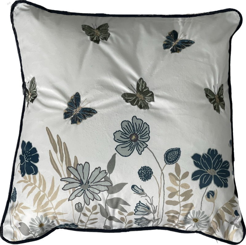Embroidered Butterfly In Garden Cushion,45x45cm (CSHN17)