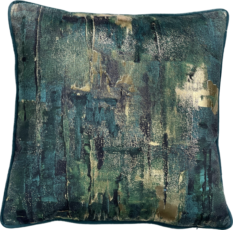 Teal Blue Abstract Art Artwork Cushion,45x45cm (CSHN11)