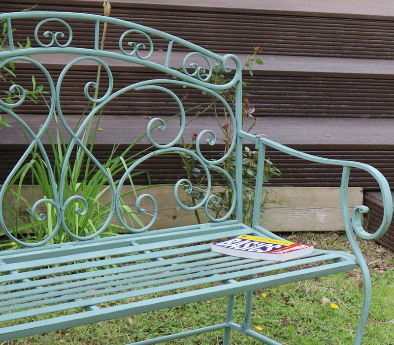 Salvora French Style Folding Metal Garden Bench, Sage Green-GF11SAGE (7630563246292)