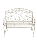 Salvora French Style Folding Metal Garden Bench, Antique White-GF11W (7630562427092)
