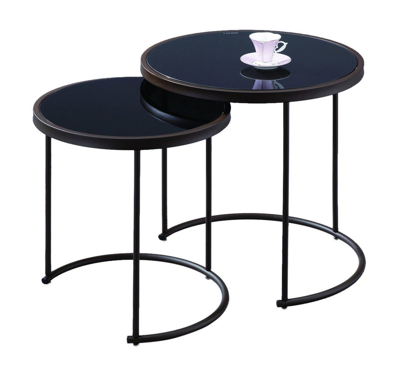 Visio Glass Round Nesting Tables, Black/Brown (6024414527651)