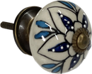 Set of 4 Hand Painted Ceramic Cabinet,Drawer Knobs/Waardrobe Pulls, Blue/White (HH5738-5)