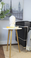 Maxine Tripods White Marble Top, Side Table (6719619530915)