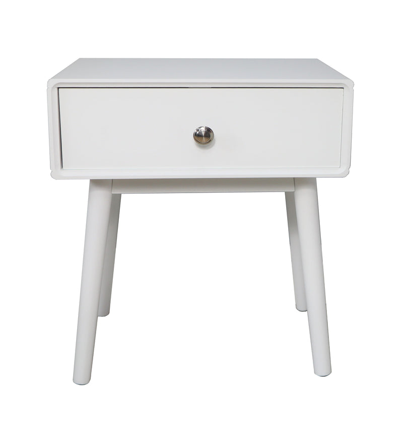 Niva Bedside Table With One Drawer ,White (6991175418019)