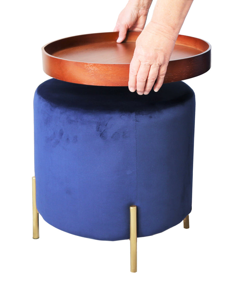 Valentine Ottoman With Tray Top, Blue Velvet (6773392048291)