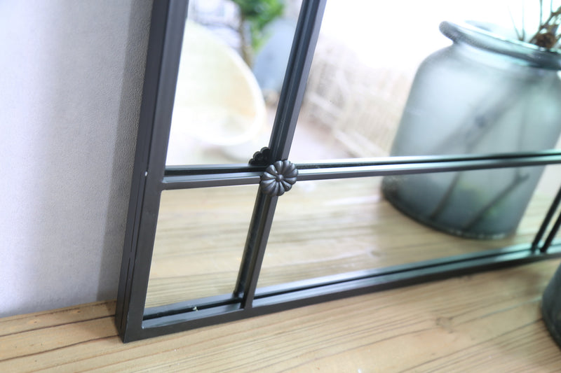 Rectangular Window Wall Mirror, Metal Window Mirror, Black (6024409809059)