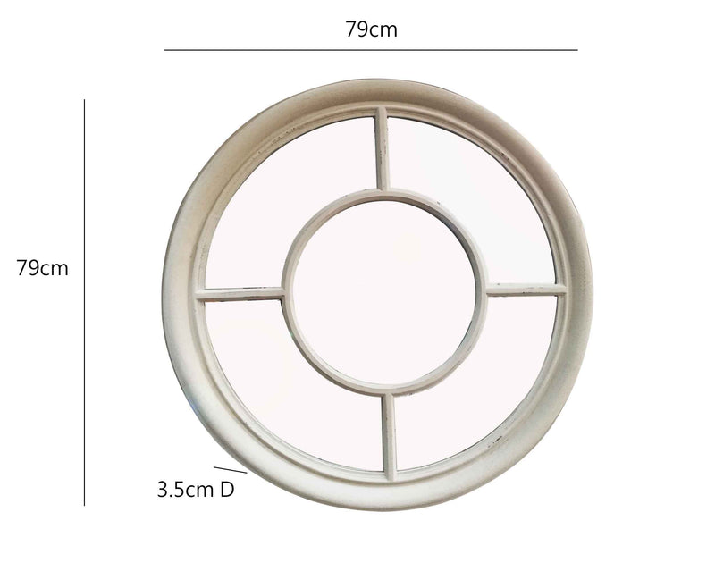 Covingtion Farmhouse Round Window Mirror-Distressed White (7502752383188)