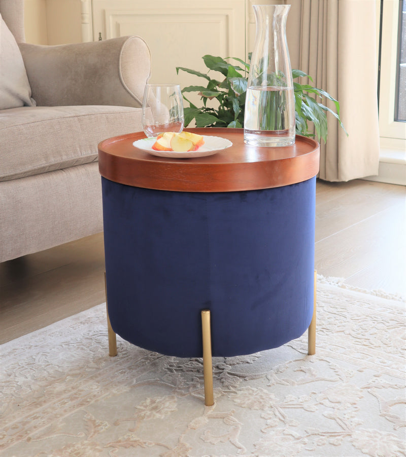 Valentine Ottoman With Tray Top, Blue Velvet (6773392048291)