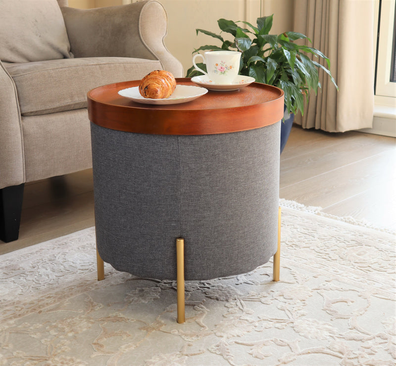 Valentine Ottoman With Tray Top, Dark Grey Linen (6773380612259)