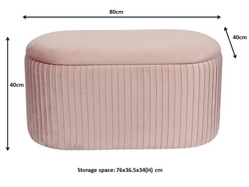 Lola Velvet Storage Ottoman , Pink, Large (7553472626900)