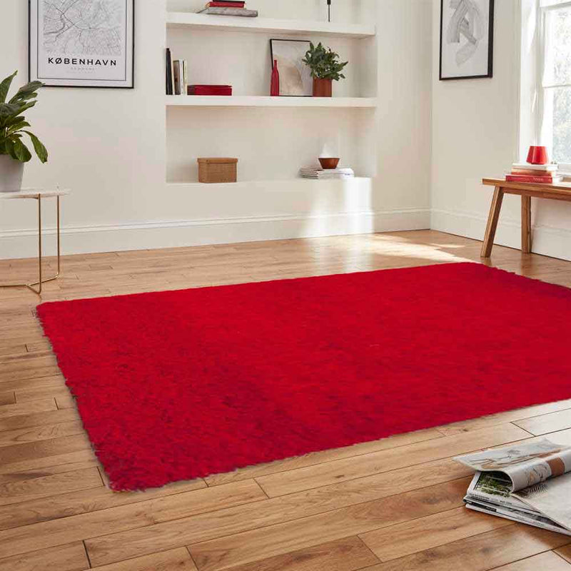 Red Polyporene Rug 160 x 220 cm Polypropylene Modern Soft Shaggy Pile Rug, Light Red