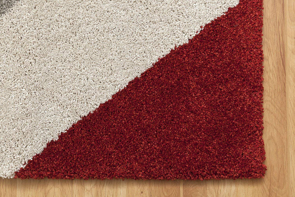 Rhombus Rug Pattern Rhombus-Modern Thick Rug with a Rhombus Pattern-Red, Cream, Grey