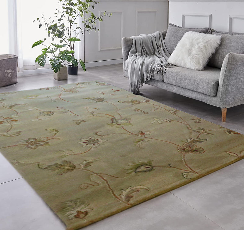 Kishan Traditional Floral Rug-Green Flowers-120x170cm (6024403222691)