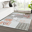 "Home/Heart Letters" Nostalgic Collection with Stars Flat Weave-Light Grey-160x230cm (6024390738083)